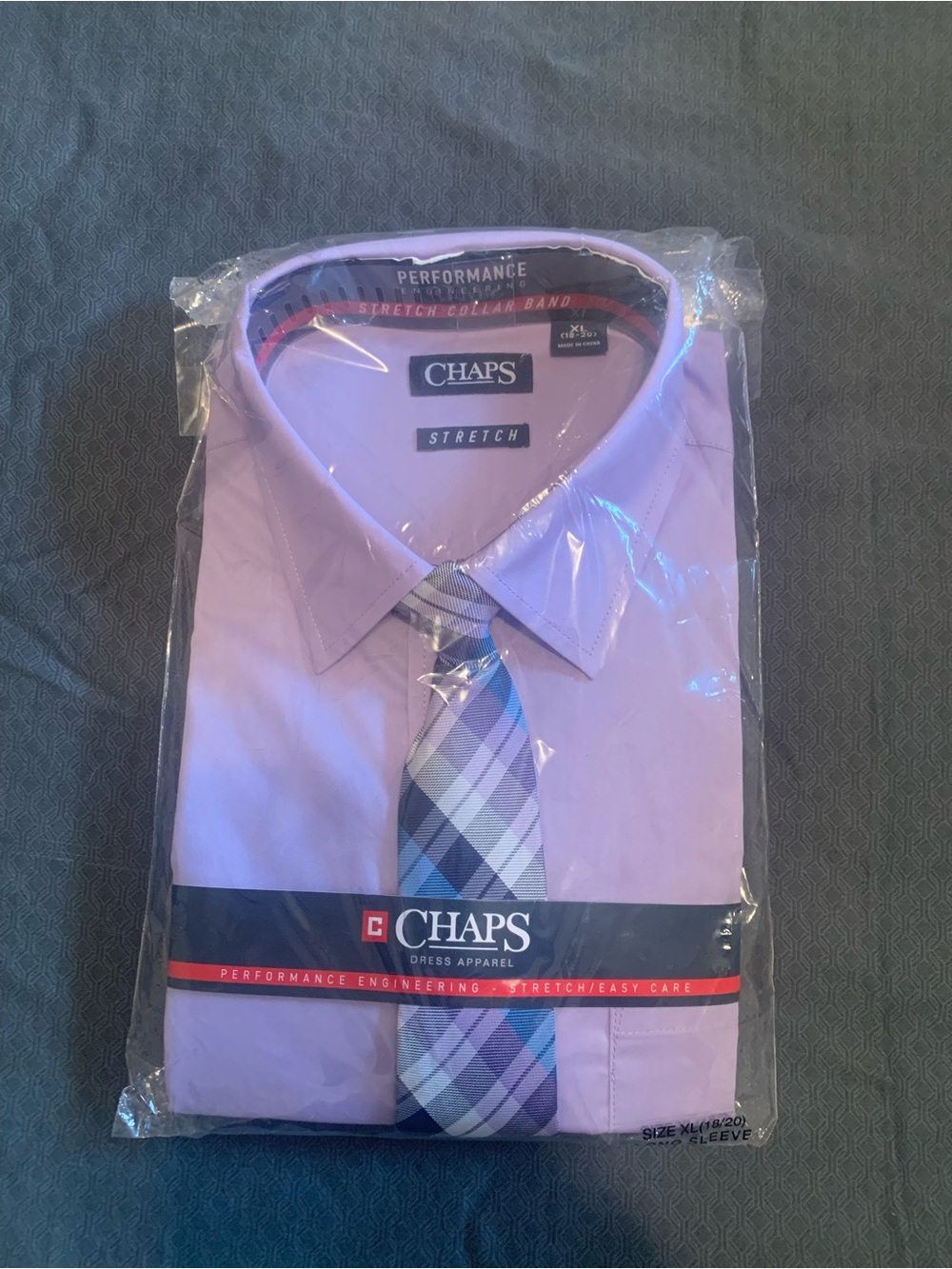 Chaps Long Sleeve Dress Shirt With Tie Boys Size XL (18-20) NWT